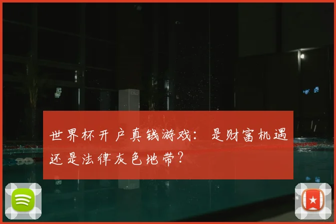 世界杯开户真钱游戏:是财富机遇还是法律灰色地带?